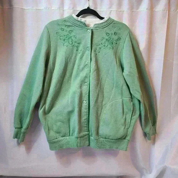 Vintage Blair Floral Embroidered Button Up Sweater - Picture 1 of 3